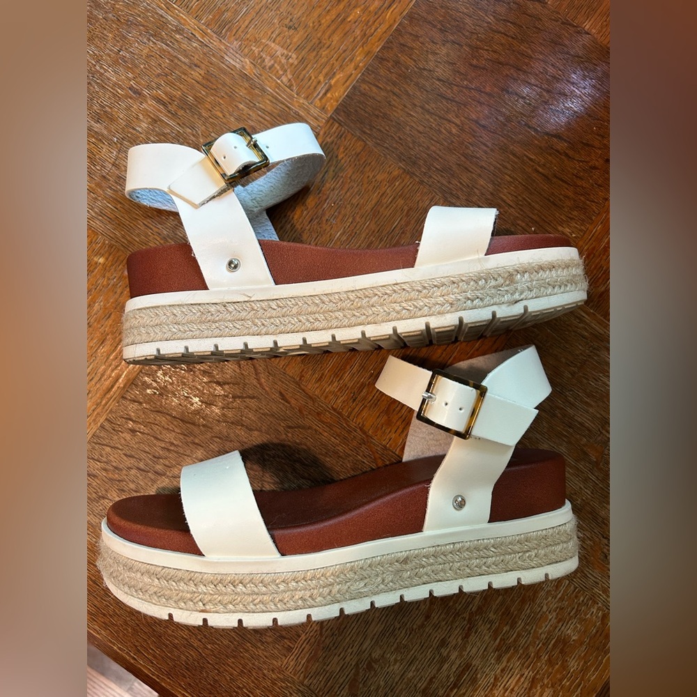 MIA White and Brown Espadrille Platform Sandals